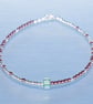 Bracelet dainty sterling silver & Swarovski glass pearl asymmetric pattern  - Image 1