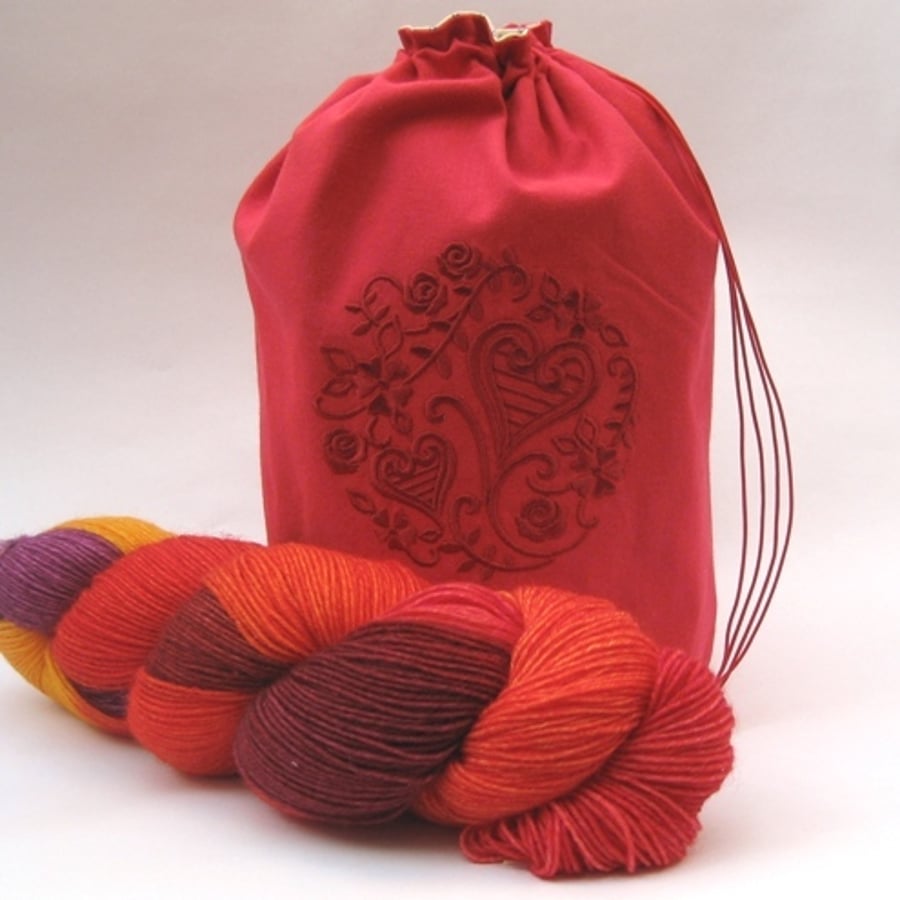 Machine Embroidered Drawstring Project Bag