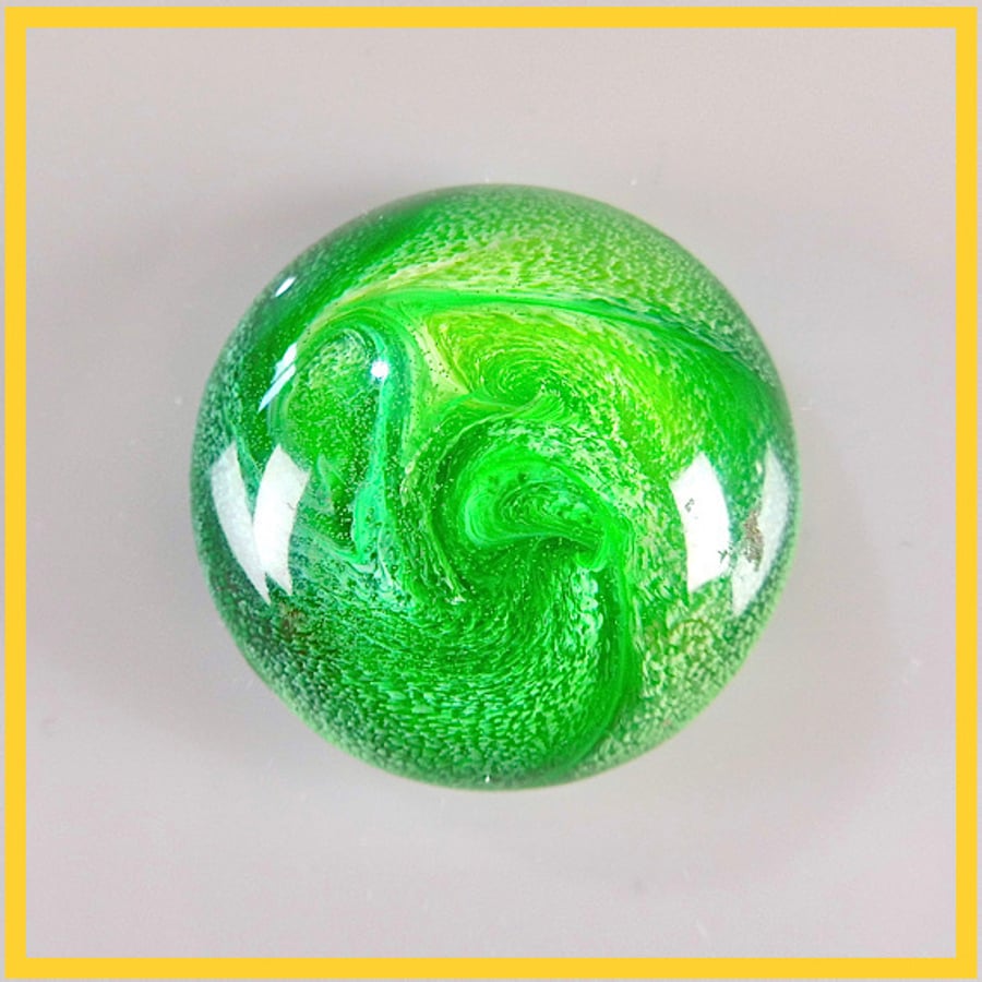 Large Round Green Cabochon, hand made, Unique, Resin Jewelry - L30