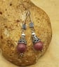 Rhodonite cone earrings. Bali silver. Reiki jewelry. Taurus jewelry - Image 1