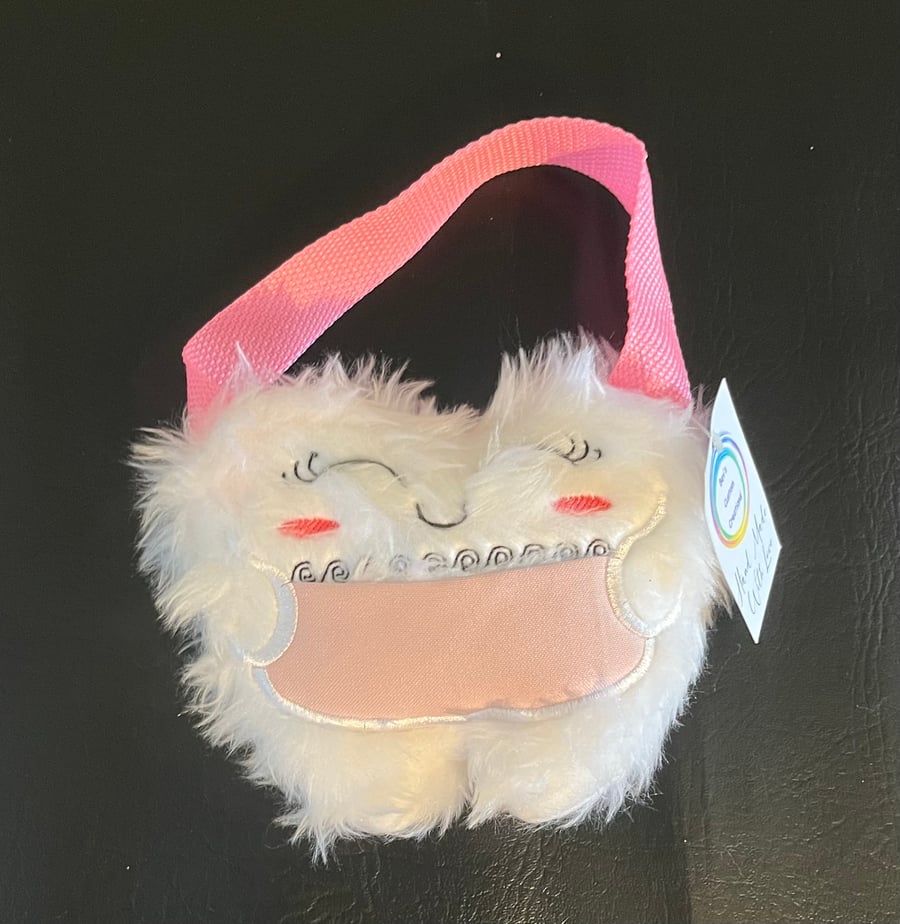 Embroidered Fluffy pink pocket Tooth fairy Pillow, 