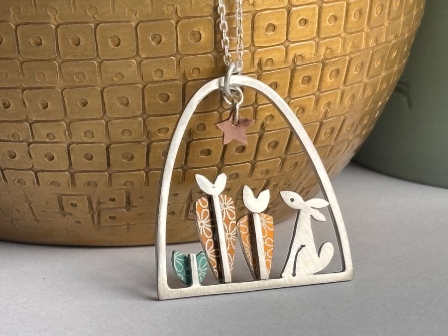 Rabbit and carrot necklace