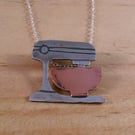 Sterling Silver and Copper Electric Stand Mixer Necklace (SKU070325)