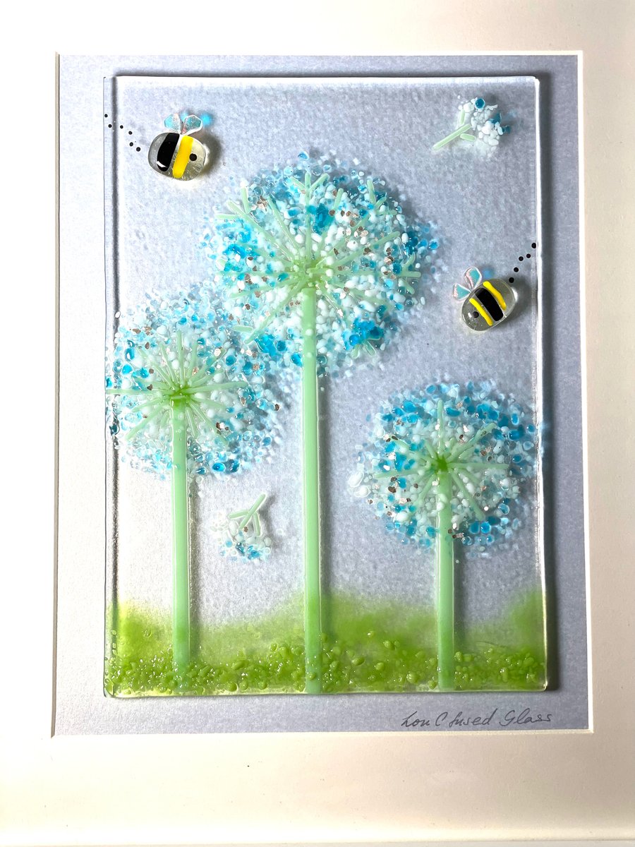  Stunning Fused glass “dandelion” picture