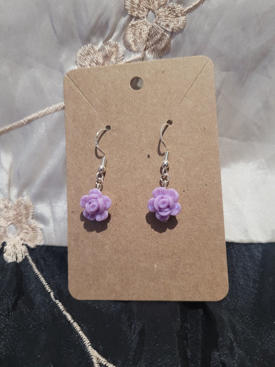 S925 Sterling Silver Earrings - Shimmer Rose Purple