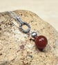 Small circle rope Red Carnelian pendant. July birthstone necklace. - Image 1