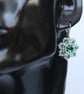 Emerald and Silver Beaded Crystal Earrings - Image 2