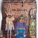 "Ligati- Bound By The Hand " - Original Hand-Embroidered Mixed Media Artwork 