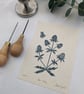 Sea Holly and Tiny Bee Botanical Linocut Print - Image 4