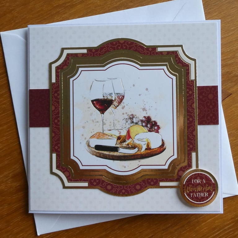 Wine and Cheese for Dad Card - Birthday, Father's Day, Retirement