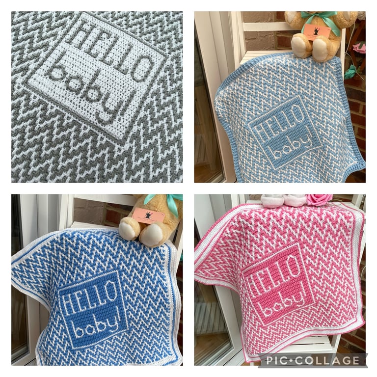 Hello Baby crochet blankets 