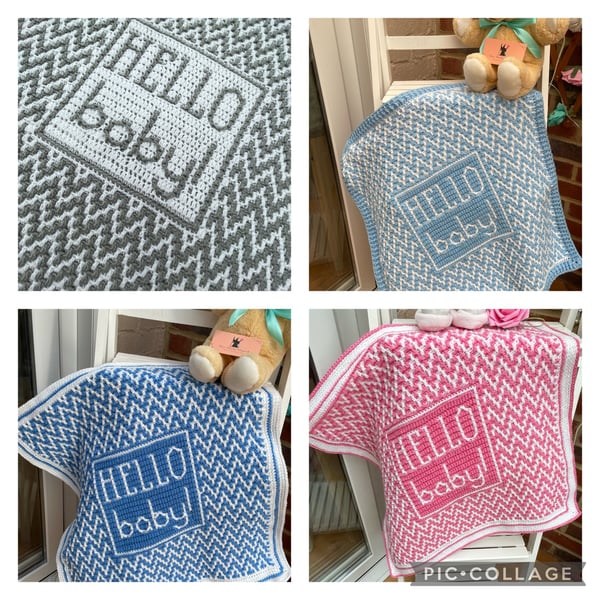 Hello Baby crochet blankets 