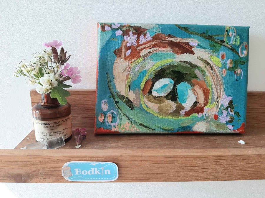 Abstract nest painting on small canvas 