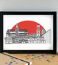 Manchester Skyline - featuring Man Utd's Old Trafford - Art Print - Image 1