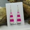 Hot pink stripe ceramic earrings 