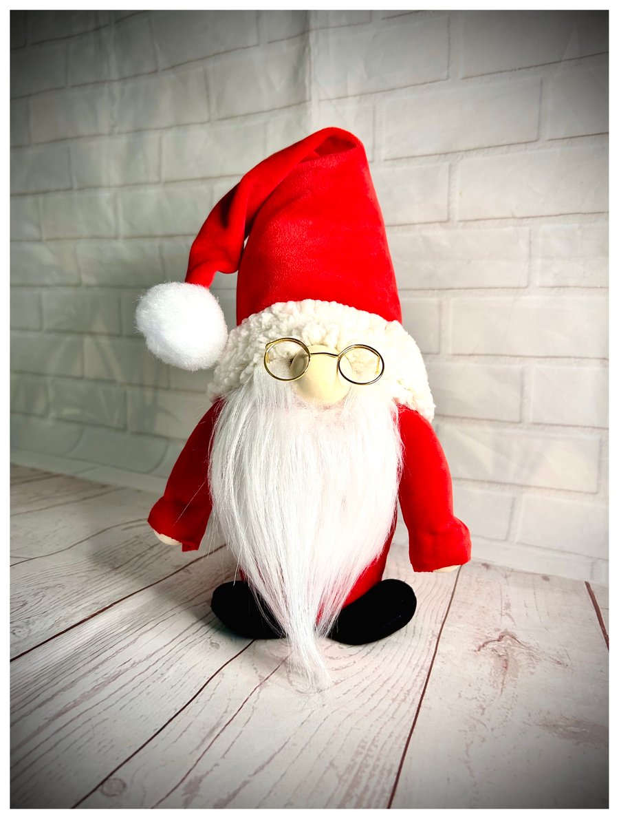 Handmade Santa Gonk with Glasses, Nordic, Gnome, Swedish Tomte
