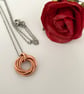 Hammered Pure Copper Mobius Seven Ring Necklace for 7th Anniversary Gift Idea  - Image 1