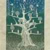 The Wishing Tree, linocut print