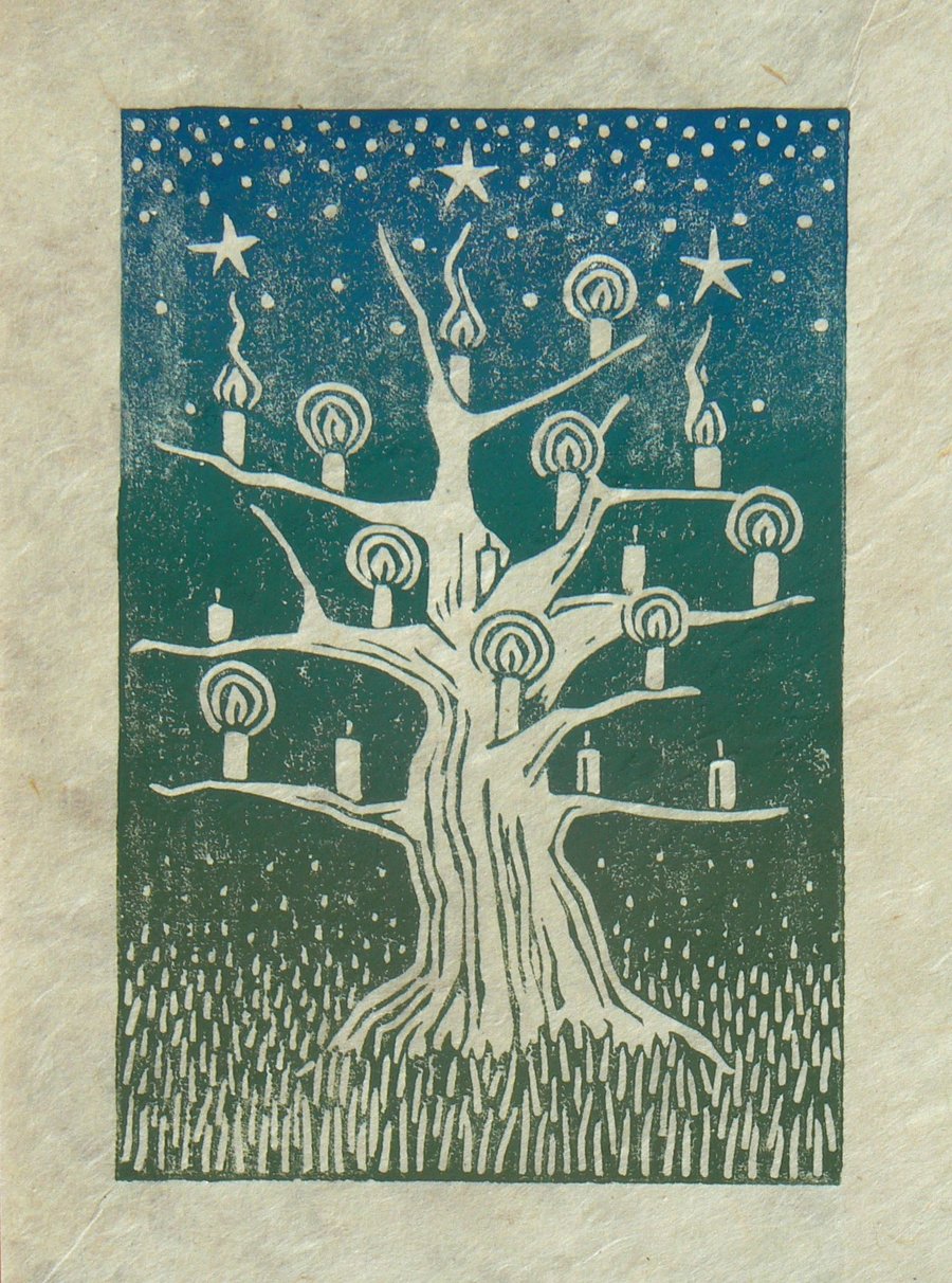 The Wishing Tree, linocut print