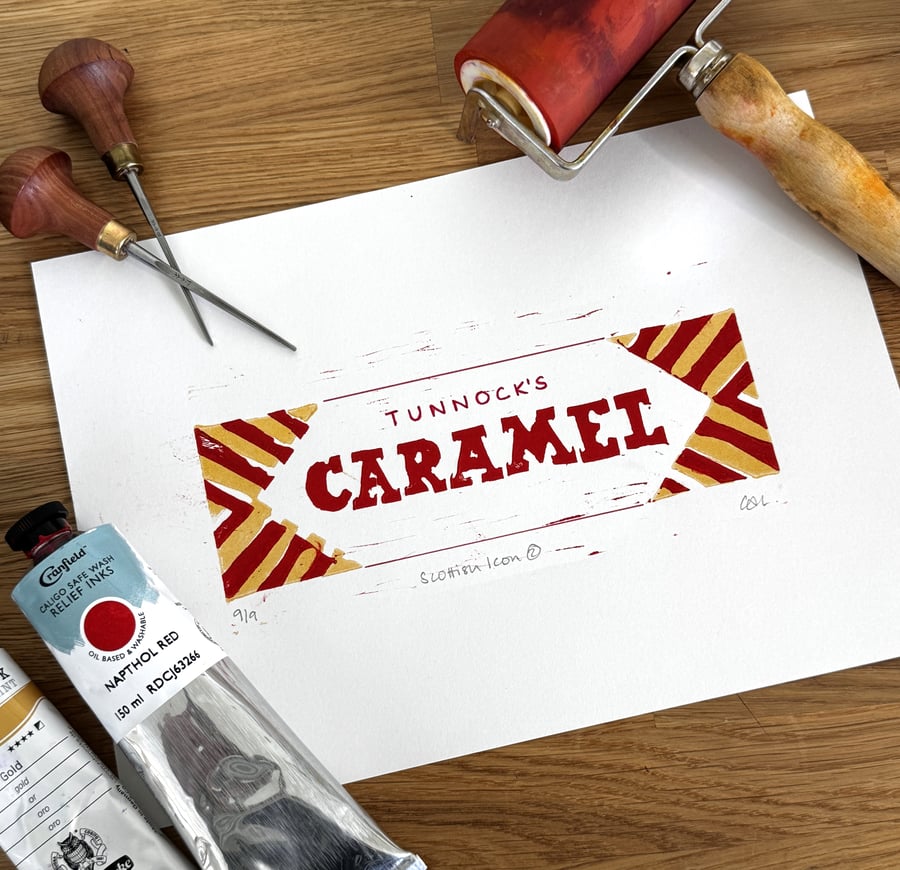 Caramel Lino Print - Limited Edition Colour Lino Print