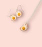 Fried Eggs Jewellery Set, Kawaii Miniature Food Necklace & Earrings  - Image 3