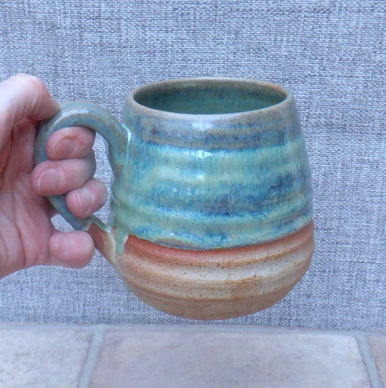 Extra large cuddle mug hand thrown tankard stoneware pottery ceramic handmade 