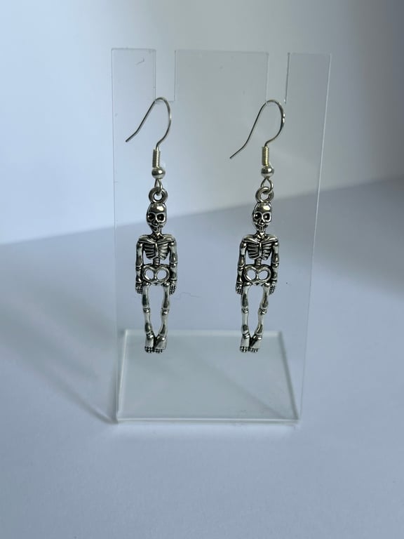 Silver skeleton dangle earrings 