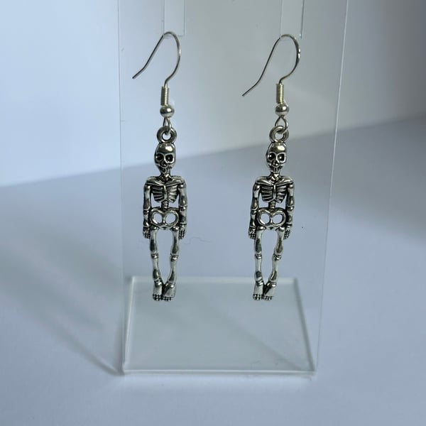 Silver skeleton dangle earrings 