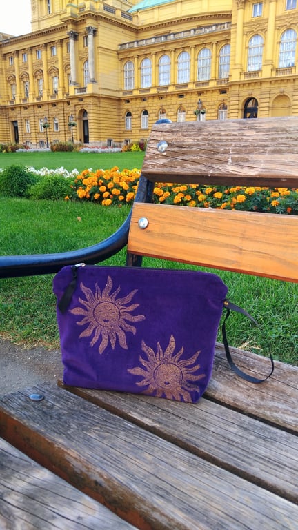 Purple Sun Velvet Makeup Bag