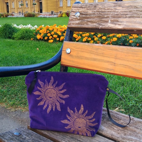 Purple Sun Velvet Makeup Bag