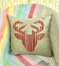 Tweed Appliqué Stag Scatter Cushion with Pad, Sage 46x46cm - Image 2