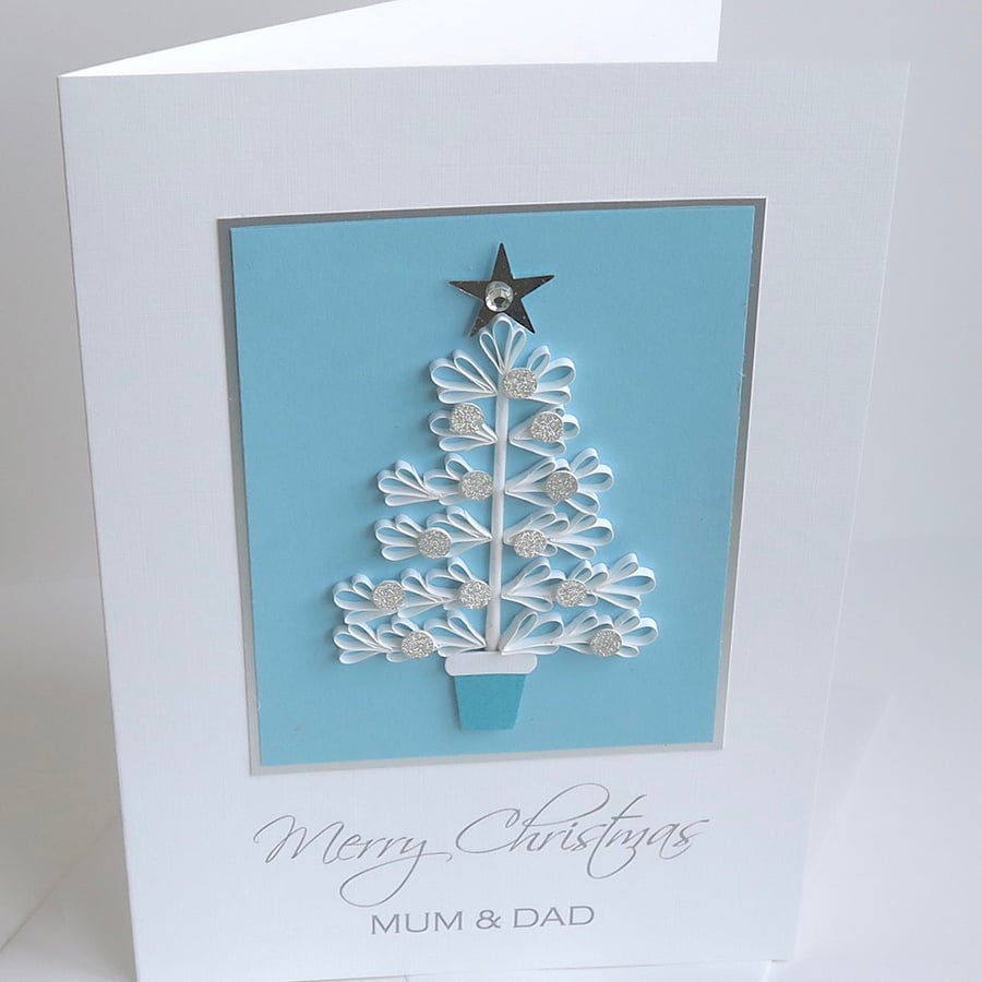 Quilled handmade Christmas card, personalised