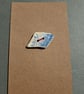 Large diamond shaped blue and white sea pottery button - Image 7