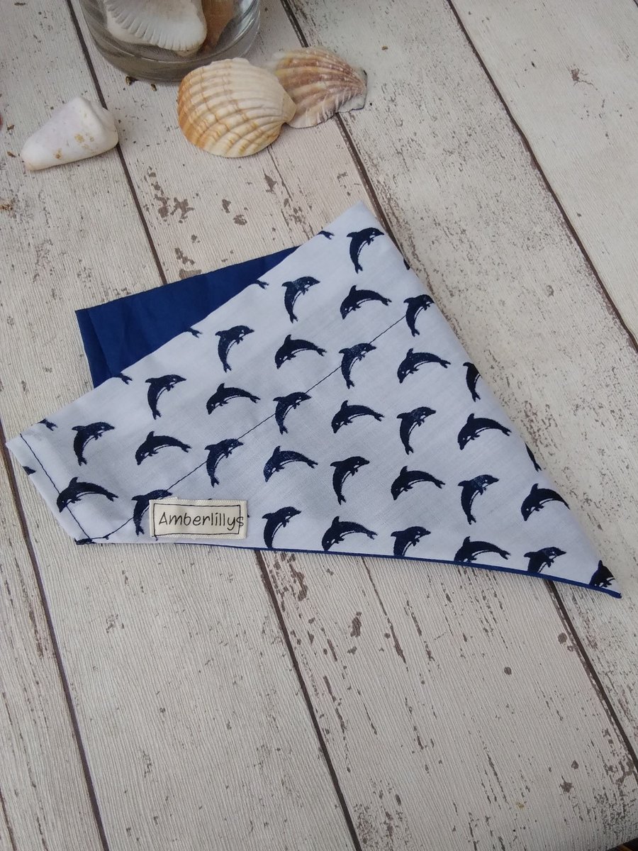 Dog Bandana Over the Collar Dolphins Large