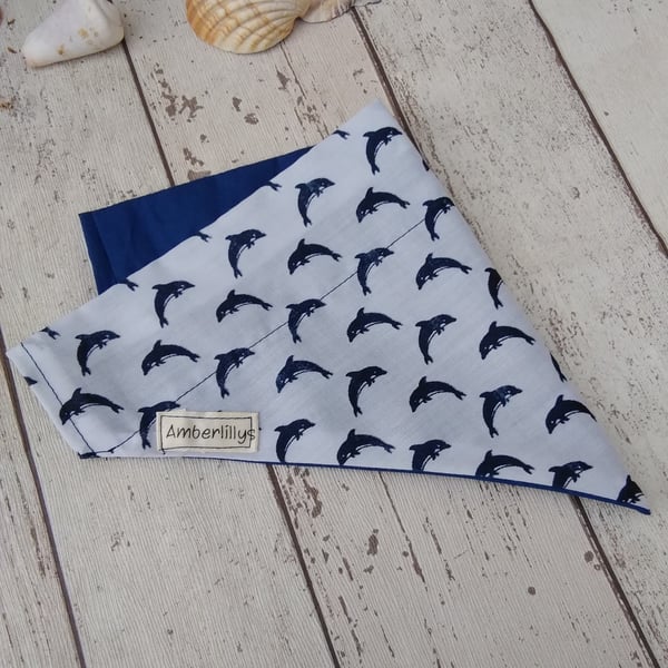 Dog Bandana Over the Collar Dolphins Large