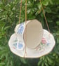 Royal Albert Sweet Pea Teacup Bird Feeder Upcycled Bone China Hanging Bird Feed