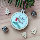 Personalised Tiny Embroidery Hoop Christmas Hanging Decoration 