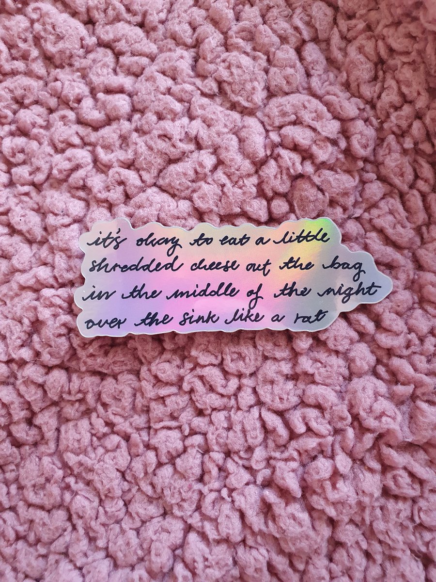 Eat shredded Cheese sticker - Handwriting - Meme humour - Holographic vinyl