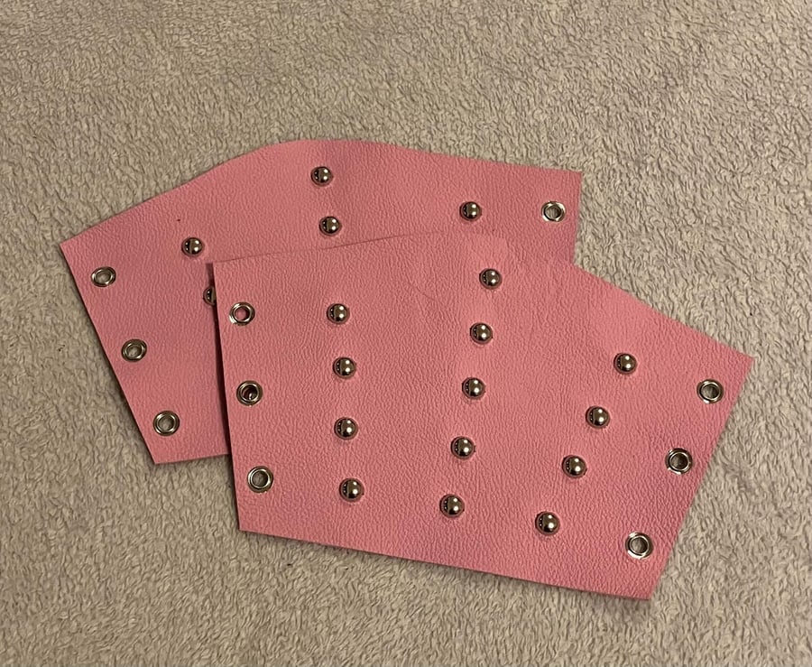 Bubblegum Cotton Candy Pink coloured Leather Spotted Bracers - Small Pair 
