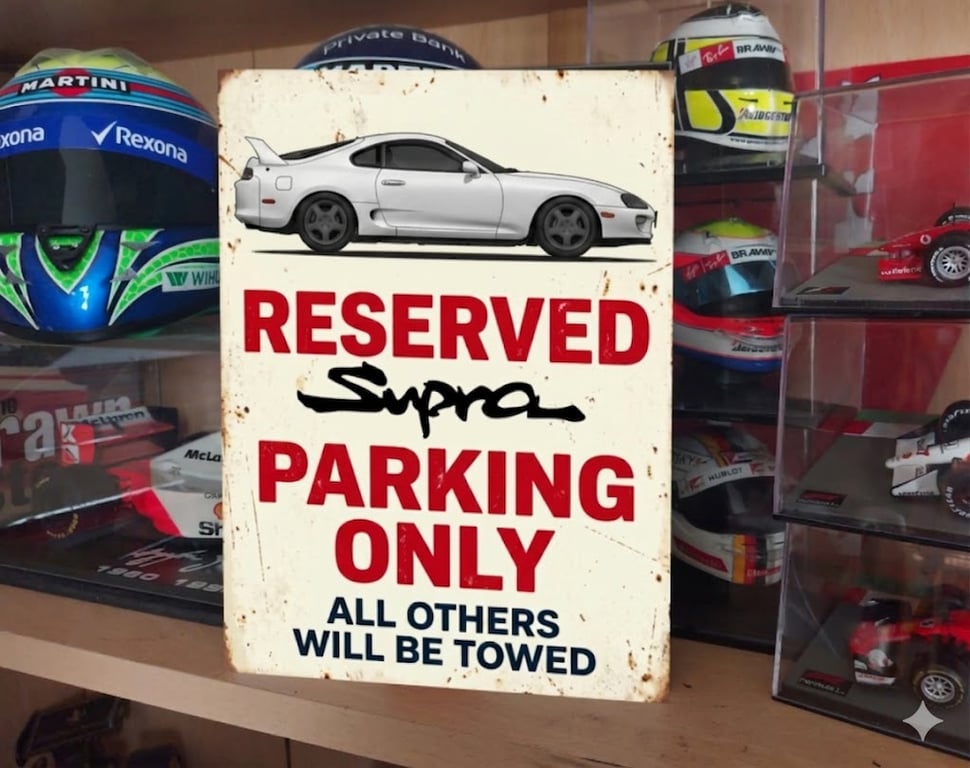 Toyota Supra Mk4 Reserved Parking Metal Sign Plaque Garage Gift Wall Decor 