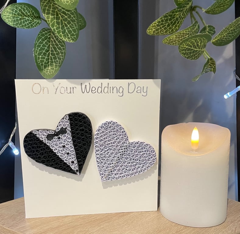 Handmade quilled wedding card