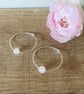Rose Quartz Hoop Earrings, sterling silver - Image 1