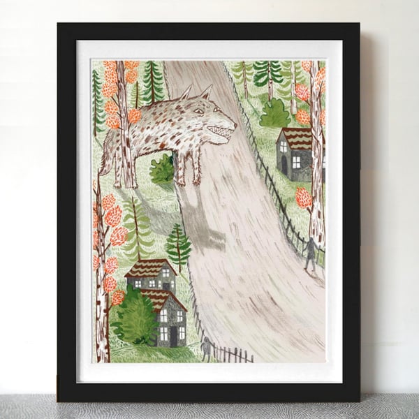 Big Discount! Illustration Art Print, animal art, The Gytrash A3 Print