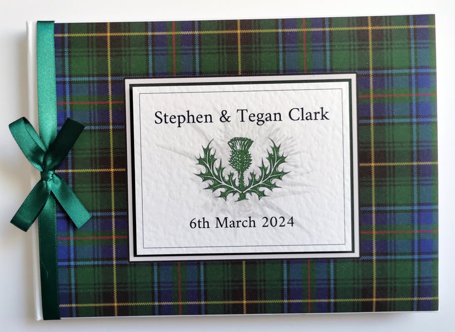 Scottish MacInnes hunting modern tartan wedding guest book, gift