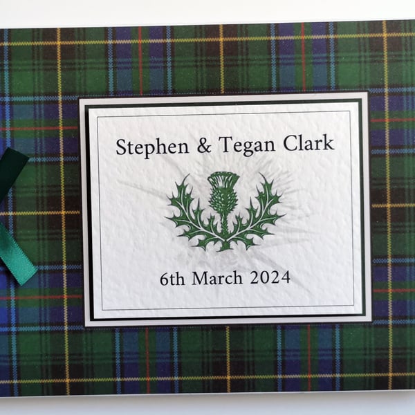 Scottish MacInnes hunting modern tartan wedding guest book, gift