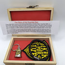 Bikers Gift Box, Bikers Bell Gremlin Bell, Leather Bracelet and Bikers Badge