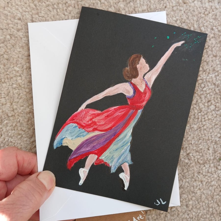 Hand Painted Dancer Greetings Card original painting