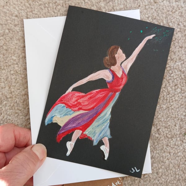 Hand Painted Dancer Greetings Card original painting
