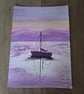 Boat  purple sky shadow cast reflective water  - Image 2