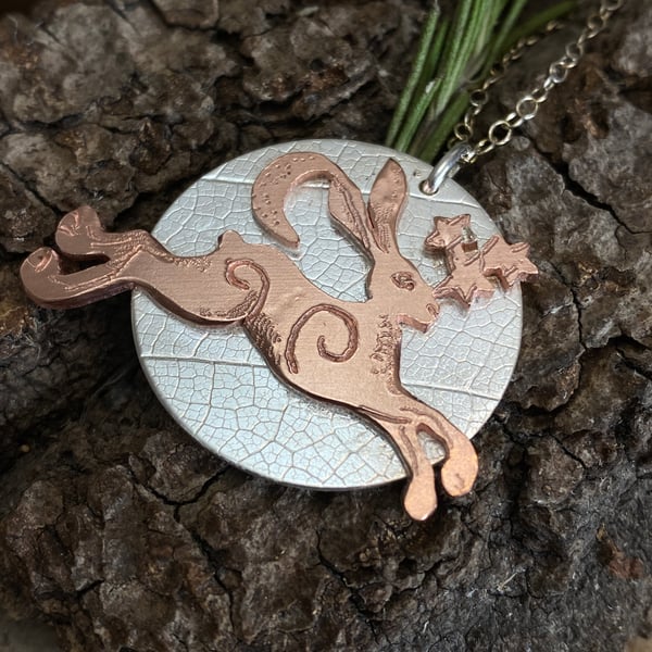 A'Magical' Hare Silver Pendant Copper Hare Silver Necklace